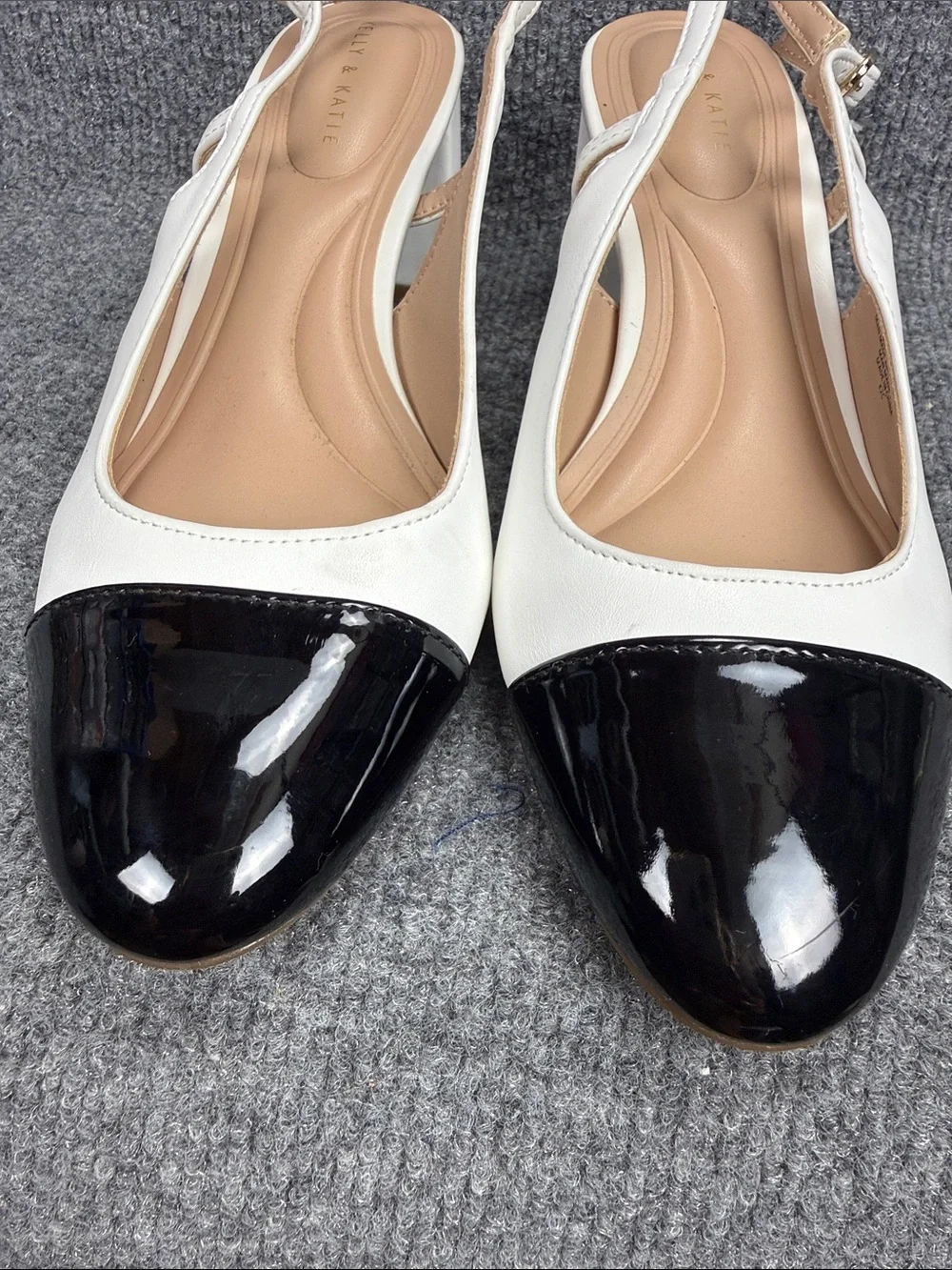 Kelly & Katie Two-Tone Slingback Pumps in White and Black Size 8M